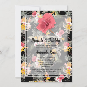 Invitation Fête des mariées florale d'ananas tropicale