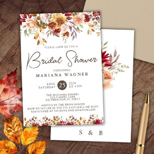 Invitation Fête des mariées florale de automne romantique