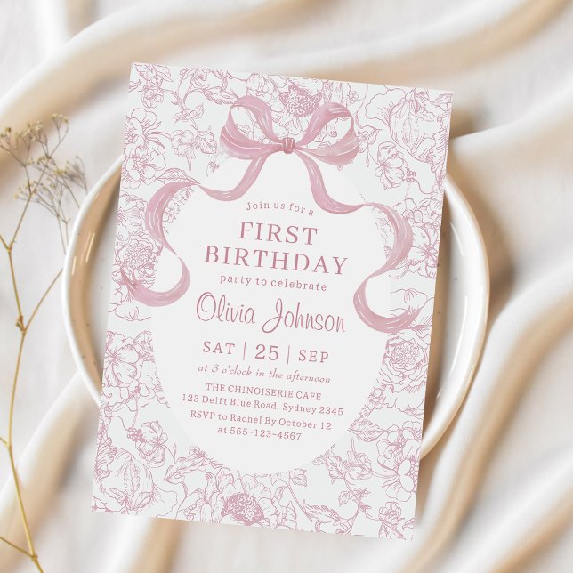 Invitation Fête des mariées florale de Bow rose (Créateur téléchargé)