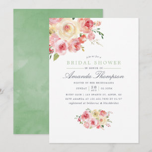 Invitation Fête des mariées florale de couleur brune et verte