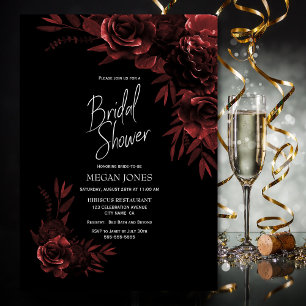 Invitation Fête des mariées florale de cuivre noir