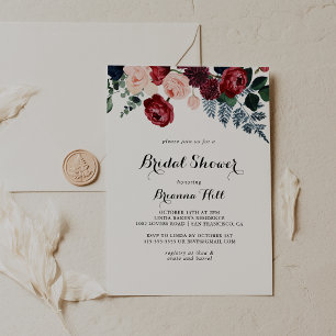 Invitation Fête des mariées florale de la marine de Bourgogne