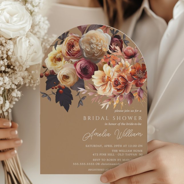 Invitation Fête des mariées florale de l'automne de Boho (Créateur téléchargé)