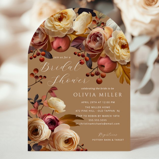 Invitation Fête des mariées florale de l'automne de Boho (Créateur téléchargé)