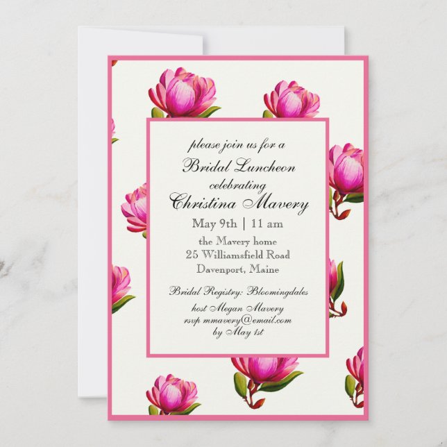 Invitation Fête des mariées florale de Magnolia (Devant)