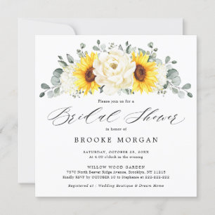 Invitation Fête des mariées florale de pivoine d'ivoire de to