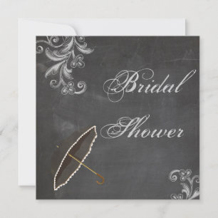 Invitation Fête des mariées florale de tableau noir