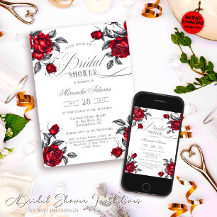Invitation Fête des mariées florale de tatouage Rose simple e