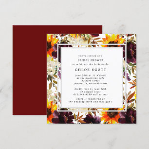 Invitation Fête des mariées florale de tournesol d'automne ru