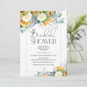 Invitation Fête des mariées florale de tournesol Eucalyptus