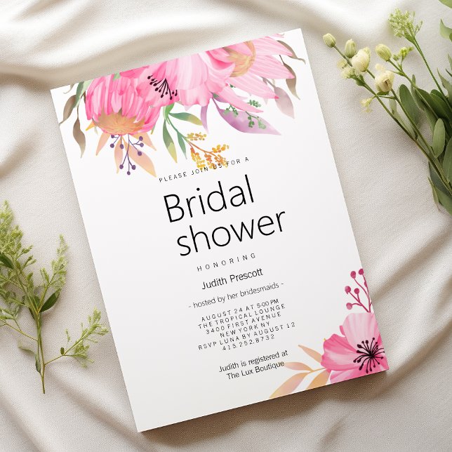 Invitation Fête des mariées florale du jardin botanique aquar (Watercolor botanical garden floral Bridal Shower)