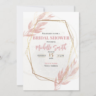 Invitation Fête des mariées florale Dusty Rose Gold Eucalyptu