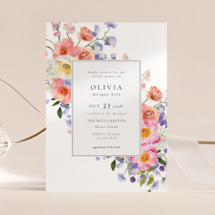 Invitation Fête des mariées florale Elegance Pink Boho