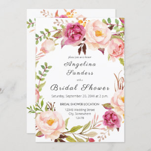 Invitation Fête des mariées florale floue rose fleurie 2