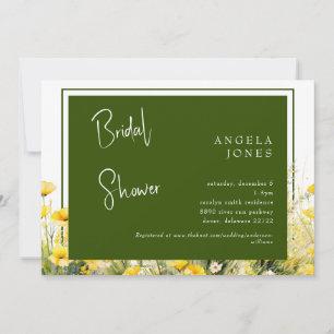 Invitation Fête des mariées florale jaune foncé