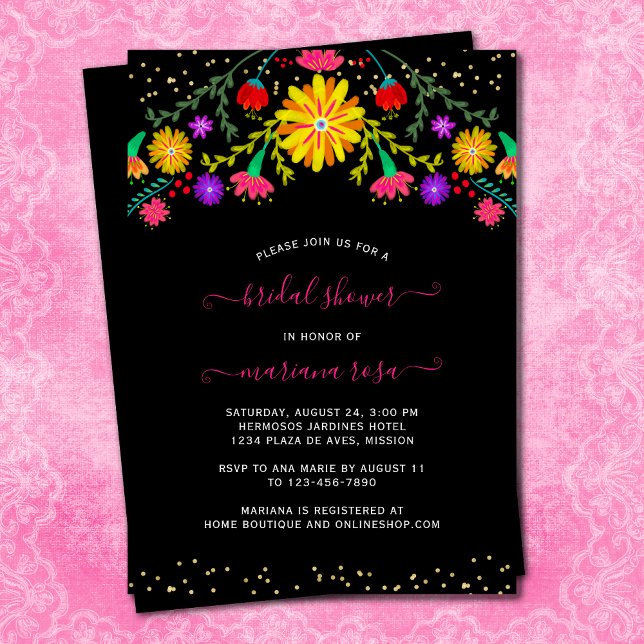 Invitation Fête des mariées florale mexicaine (Créateur téléchargé)