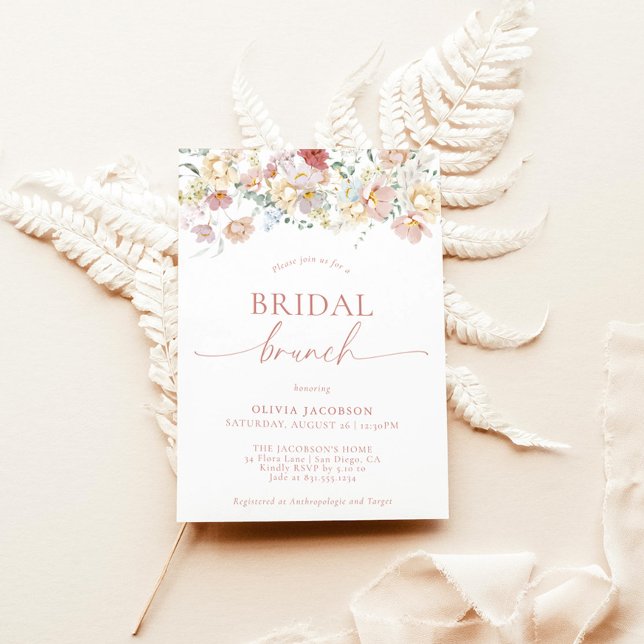 Invitation Fête des mariées florale moderne Boho | Brunch nup (Créateur téléchargé)