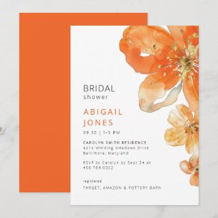 Invitation Fête des mariées Florale orange