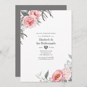 Invitation Fête des mariées florale Pastel Pink and Grey Boho
