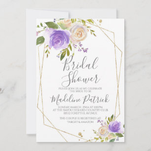 Invitation Fête des mariées florale pourpre