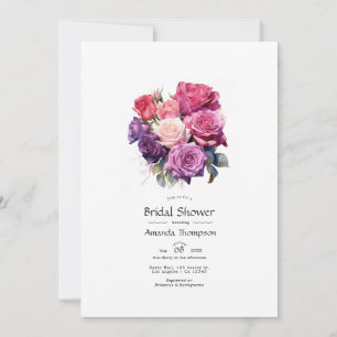 Invitation Fête des mariées florale pourpre et pourpre