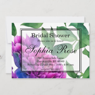Invitation Fête des mariées florale romantique violet rose