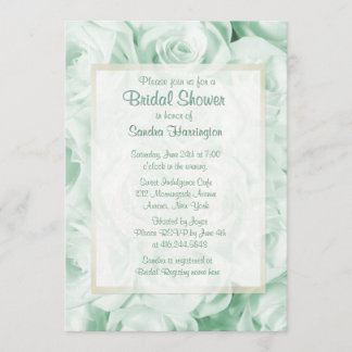 Invitation Fête des mariées florale Rose à la menthe verte