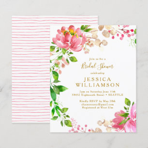 Invitation Fête des mariées florale rose budget