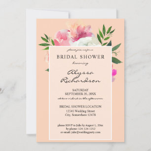 Invitation Fête des mariées florale rose et blanc - rose 2C