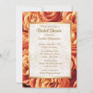 Invitation Fête des mariées Florale Rose orange