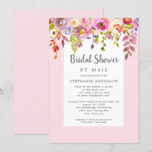Invitation Fête des mariées florale rose par la poste