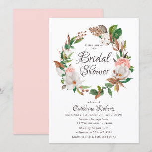 Invitation Fête des mariées florale rose vert rose Budget