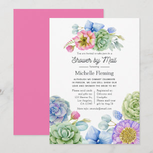 Invitation Fête des mariées florale succulente branchée par c