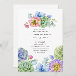Invitation Fête des mariées florale succulente tendance