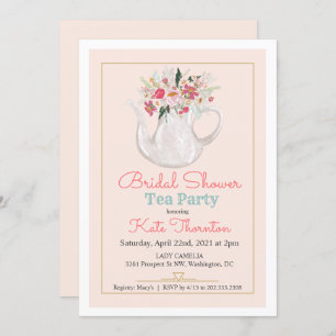 Invitation Fête des mariées Florale Teapot Tea Party