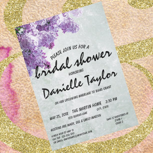 Invitation Fête des mariées florale tendance Lilac Bloom