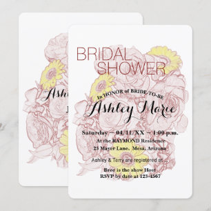 Invitation Fête des mariées Florale Terra Cotta Bouquet Outli