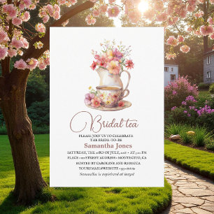 Invitation Fête des mariées Florale Terracotta Boho Tea Party