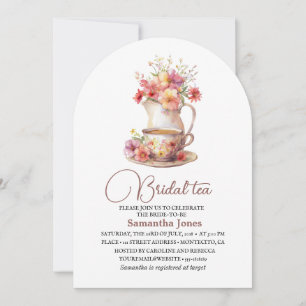 Invitation Fête des mariées Florale Terracotta Boho Tea Party