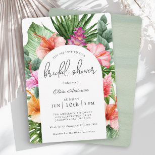 Invitation Fête des mariées florale tropicale luxuriante et L