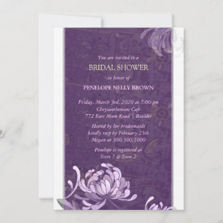 Invitation Fête des mariées florale unique violet et blanc
