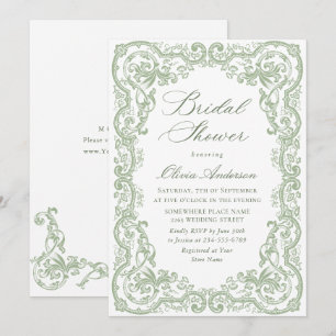 Invitation Fête des mariées florale verte de la Renaissance
