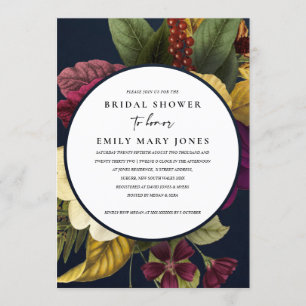 INVITATION FÊTE DES MARIÉES FLORALE VINTAGE RÉTRO BURGUNDY DE