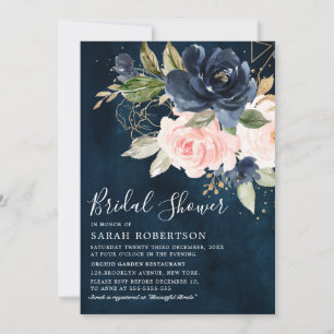 Invitation Fête des mariées géométrique bleu bleu bleu rose r