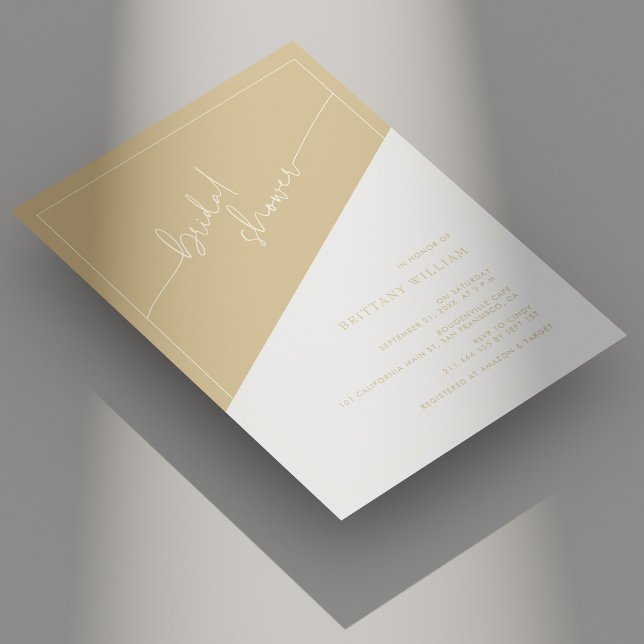 Invitation Fête des mariées géométrique Champagne Gold et Ivo (Champagne Gold and Ivory Geometric Bridal Shower Invitation)