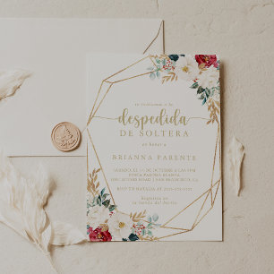 Invitation Fête des mariées Géométrique Classique Or Espagnol