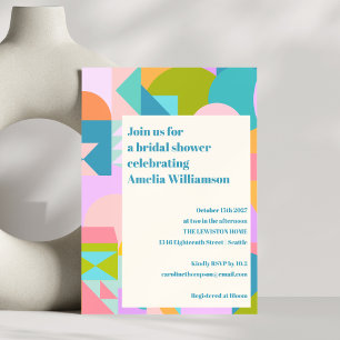 Invitation Fête des mariées géométrique couleur mignonne Whim