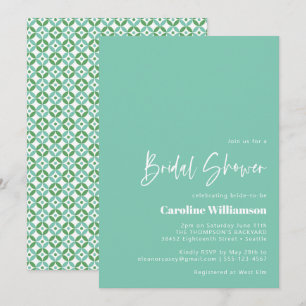 Invitation Fête des mariées géométrique médiane bleu Aqua