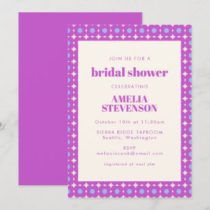 Invitation Fête des mariées géométrique moderne et violet rét