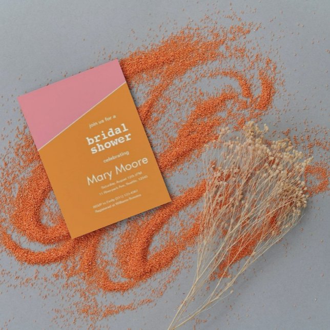 Invitation Fête des mariées géométrique moderne Gras Orange R (Créateur téléchargé)